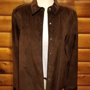 Brown leather Ann Taylorbutton down shirt/jacket